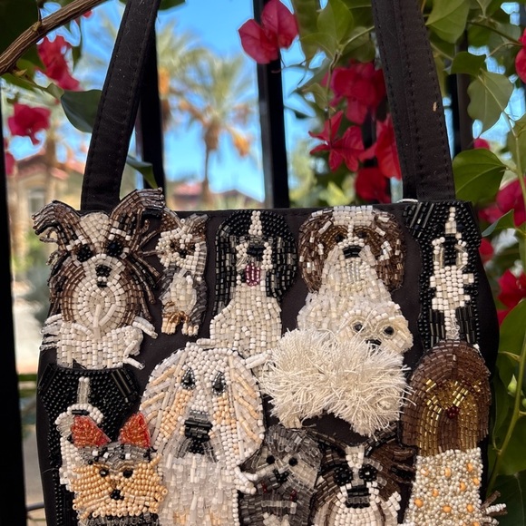 Anthropologie Susan Alexandra BARKIN Beaded Bag small NWT black satin lady bag - Picture 12 of 14